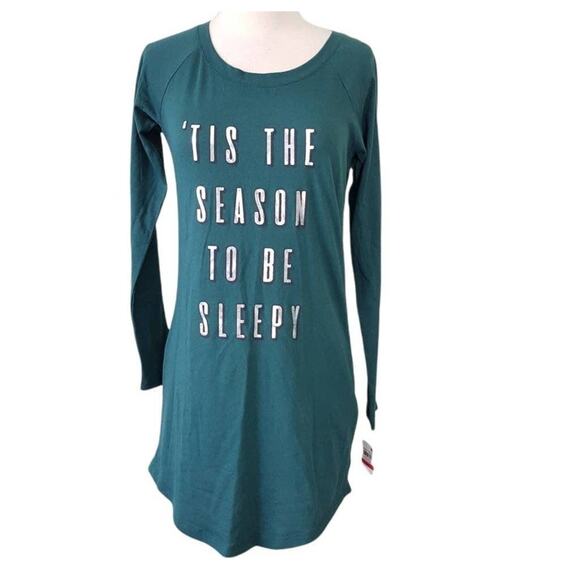 NWT  Jenni Metallic "Tis the Season To Be Sleepy"  Nightshirt Small - Picture 1 of 10